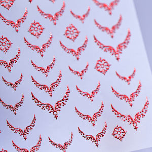 Calcomanías 3D para <span class=keywords><strong>Uñas</strong></span> con Líneas Geométricas Francesas en Dorado, Rojo y Plateado, Forma de Alas en V, Adhesivos para Manicura, Calcomanías Deslizantes para <span class=keywords><strong>Uñas</strong></span> - Product Image 4