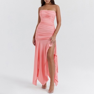 Robe asymétrique plissée abricot, style avant-gardiste unique et tendance, robes sur mesure - Product Image 2