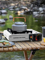 Réchaud à gaz portable de luxe pour le camping, construction en acier, pour les grillades en plein air, compatible propane et butane, utilisation en voyage, cuisson