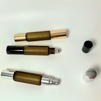10ml Ambre Givré Double Extrémité Pulvérisation Rouleau Bouteilles Forme De Cylindre pour Huiles Essentielles Parfum Concentré Pompe Sayer