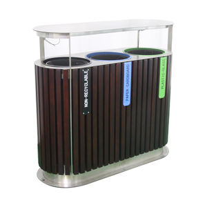 في الهواء الطلق حديقة شارع 3 أقسام سلة مهملات خارج الحديقة فرز النفايات الخشبية تصنيف عام سلة مهملات إعادة التدوير - Product Image 6