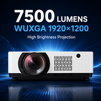 Projecteur laser WUXGA 7500 lumens à courte focale 3LCD avec correction de 4 et 6 angles, déplacement de la lentille et fusion des bords