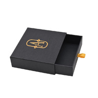Boîtes en carton noir de haute qualité en gros, logo de marque imprimé en feuille d'or, gaufrage, petites boîtes à tiroir coulissantes, boîte cadeau