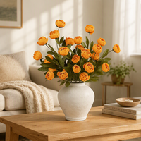 Bunga Peony Sutra Buatan, Tangkai Tunggal, Bunga Peony Palsu untuk Dekorasi Vas, Pernikahan, dan Centerpiece Meja Rumah