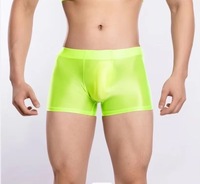 Boxer en satin brillant grande taille pour homme, coupe U convexe, sexy, tendance, été, en nylon respirant, taille élastique