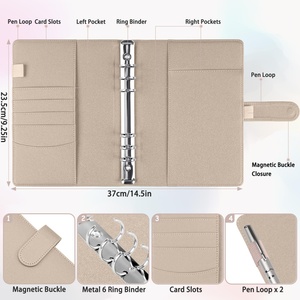 Macaron cao cấp da sang trọng Vòng chất kết dính mất Lá Thư mục tập tin Bìa cá nhân <span class=keywords><strong>filofax</strong></span> <span class=keywords><strong>A5</strong></span> kế hoạch Tạp Chí với khóa từ - Product Image 2