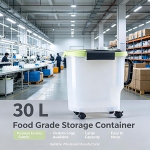 Conteneur de stockage d'aliments pour animaux de compagnie moderne et mobile 3L/30L avec roues, en plastique moulé par injection, empilable, résistant à l'humidité - Product Image 1