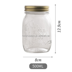 Lọ <span class=keywords><strong>Mason</strong></span> Thủy Tinh Vuông 150Ml 300Ml 500Ml 1000Ml 5Oz <span class=keywords><strong>10Oz</strong></span> 16Oz 32Oz Lọ Thủy Tinh Đóng Hộp Thực Phẩm Mứt Dưa Chua Dập Nổi Có Nắp Kim Loại - Product Image 5