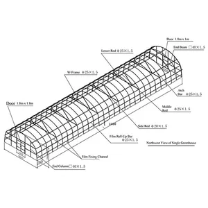 Serre commerciale de tunnel de film plastique galvanisée agriculture serre transparente tunnel serre de jardin