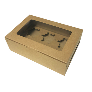 Boîte en papier kraft blanc à emporter, 50 pièces, différentes tailles, 2 4 6 12 trous, pour gâteaux et boulangerie, avec fenêtre transparente - Product Image 3