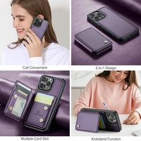 Tendances 2024 Nouveautés JEEHOOD Étui portefeuille pour iPhone 15 Pro Max avec fente pour carte de crédit RFID et portefeuille amovible en PU