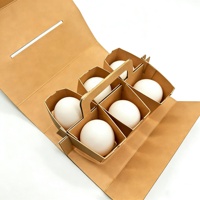 Boîte de transport en papier kraft écologique réutilisable pour 6 œufs, vente en gros |   Emballage d'œufs durable pour l'agriculture et la vente au détail, faible MOQ