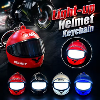 Porte-clés Casque Moto 3D Mini Lumineux, Porte-clés Casque avec Lumière d'Avertissement Nocturne, Cadeau pour Motards, Idées Cadeaux Voiture