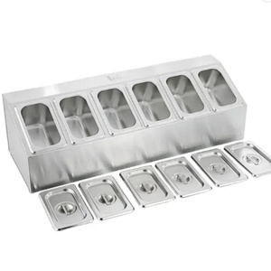 ชั้นวางภาชนะใส่อาหารสแตนเลสแบบ Gastronorm สำหรับใส่ซอส 3/4/5/6/8/10/12 ช่อง สำหรับใส่ภาชนะ GN อุปกรณ์บุฟเฟ่ต์โรงแรม - Product Image 5