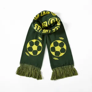 OEM Custom Logo Scarves Football Soccer Club Scarf Jacquard Knitted Wool Scarf