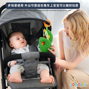 Jollybaby Jouet en peluche apaisant en tissu froissé, suspendu pour poussette et berceau, avec hochet et motif insecte, pour l'éveil aux fruits, unisexe 0-24 mois - Product Image 3