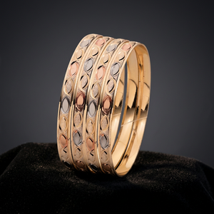 Lot de bracelets en laiton plaqué or 3 tons, bracelets multicolores, bijoux de mode 3 tons, ensemble de bracelets tricolores. - Product Image 4