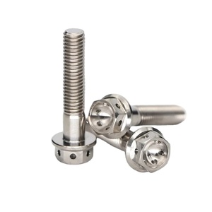 Vente en gros usine Vis à tête hexagonale à bride M8 en Titane pré-percée Grade Gr5 pour <span class=keywords><strong>fil</strong></span> de sécurité d'axe avant de moto - Product Image 2