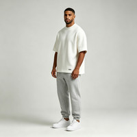 Sweat-shirt à col montant oversize pour homme, manches courtes, avec logo brodé, support d'échantillons, vente en gros, coton épais