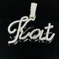 Bijoux de mode hip hop s925 argent vvs moissante nom personnalisé pendentif initiales cursives lettre collier pour femmes hommes