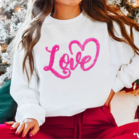 Patchs thermocollants personnalisés en chenille moelleuse découpée au laser en forme de cœur avec lettres d'amour pour la Saint-Valentin, pour vêtements