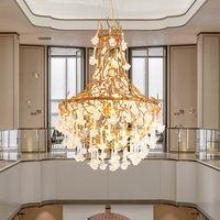 Lustre personnalisé pour villa, loft, escalier, salon de luxe, hall d'hôtel, salle de banquet, en cuivre et verre long