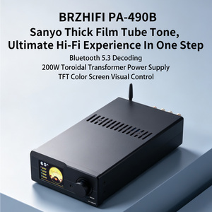 Amplificateur de puissance <span class=keywords><strong>HiFi</strong></span> à film épais BRZHIFI PA-490B Noir Or, écran couleur TFT BT 5.3, lecture sans perte, amplificateur audio domestique - Product Image 1