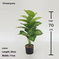 Grosir tanaman buatan dekoratif plastik Bonsai dieffenbakxia 18 kepala gaya Nordic untuk Thanksgiving Tahun Baru Paskah