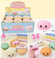 Jouet Squishy en forme de boulette de bao bao simulée avec paillettes dorées, perles lumineuses et visage souriant clignotant, jouet anti-stress et de décompression