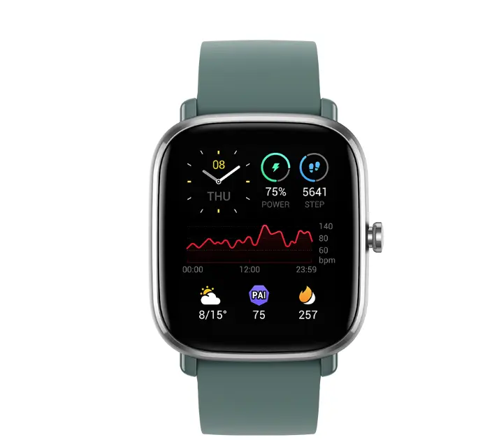 The new Amazfit GTS 2 Mini Smartwatch AMOLED display monitors sleep by freely switching between up to 70 movement modes