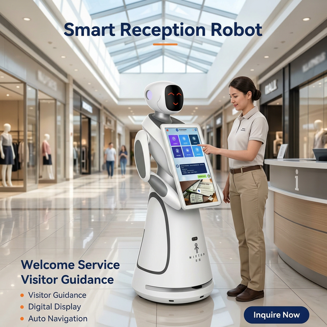 Commercial Humanoid AI Welcome Reception Robot  21.5" Screen 10h Runtime for Mall, Hotel Lobby, Bank & Reception Desk