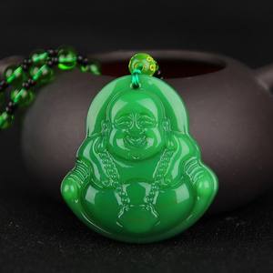 Collar de jade de cristal para hombre y mujer, colgante largo de Buda de Guanyin verde <span class=keywords><strong>oscuro</strong></span> - Product Image 5