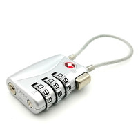 TSA-719 Serrure à combinaison à câble TSA de haute qualité en alliage de zinc à 3 chiffres pour bagages de voyage