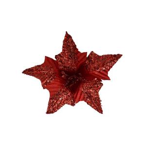 FLOR PEQUEÑA DE TERCIOPELO ROJO CON 5 PÉTALOS Y PEDRERÍA ROJA - Product Image 1