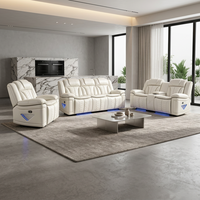 Canapé inclinable électrique en cuir de luxe Frank Factory Direct avec éclairage LED et porte-gobelets pour home cinéma