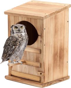 Grand Nid de hibou à ouverture rectangulaire en bois Assemblage facile <span class=keywords><strong>Chouette</strong></span> <span class=keywords><strong>effraie</strong></span> <span class=keywords><strong>effraie</strong></span> Oiseau Maison Vis de montage Sac de copeaux de bois - Product Image 1