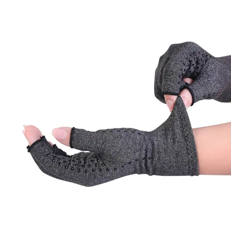 Gants antidérapants gris à Compression douce pour femmes, accessoire de sécurité en coton tricoté, d'arthrite et pays en PVC