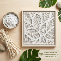 Papier Xuan décoratif artisanal écologique en pulpe de feuille blanche, peinture artistique durable encadrée en fibre, art en relief