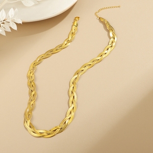 Collana a Catena Piatta Intrecciata di Alta Qualità per Donna Hongtong, Gioielli alla Moda in Acciaio Inossidabile per Feste, Nuova Collezione - Product Image 5