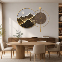 Horloge murale moderne avec peinture décorative en porcelaine de cristal et acrylique, art mural pour salon familial
