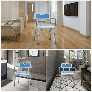 Silla <span class=keywords><strong>de</strong></span> Ducha Antideslizante <span class=keywords><strong>de</strong></span> Aleación <span class=keywords><strong>de</strong></span> Aluminio con Altura Ajustable y Reposabrazos, Adecuada para Personas Mayores en el Hogar - Product Image 4