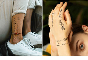 Autocollant de <span class=keywords><strong>tatouage</strong></span> temporaire imperméable Sexy Flower Love Heat Letter, papillon, croix, manche de <span class=keywords><strong>bras</strong></span>, poitrine, faux totem, femme, 140*75mm - Product Image 3