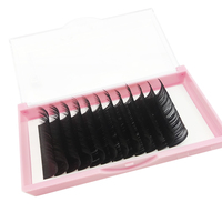 Private Label Extensions de cils individuels plats mats en vison noir de jais Volume d'éventail facile Plateaux d'extension de cils en cachemire foncé
