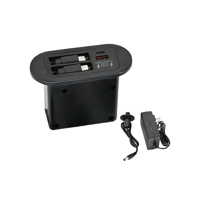 Brand New Wall USB Charging Socket with Retractable Cable Type-C Surface Mount Electrical Outlet