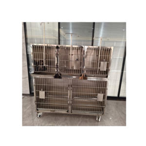 Pet kafesleri yuvarlak köşeli hastane büyük paslanmaz çelik köpek kafesleri hastane kliniği Pet sağlık ekipmanları sürdürülebilir kafes - Product Image 5
