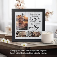 Marco de Fotos Conmemorativo para Mascotas, Color Negro, Vertical, para Mesa, con Clip para Collar, Regalo de Duelo por la Pérdida de una Mascota