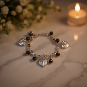 Pulsera Linda FASHION con Cuentas en Forma de Corazón, Chapada en Plata 925, Joyería Fina para Mujer, Uso Diario - Product Image 2