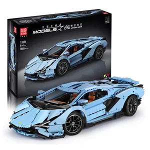 Bloques de construcción Legoing Technic para niños, juguete de ladrillos para armar súper coche a control remoto, serie lam-borghini Xyen, versión azul, 1:8