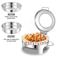 Hochwertiges Edelstahl-Speisenwärmer-Set für Restaurants, Buffet-Server, großes antikes Buffet-Chafing-Set mit Glasdeckel