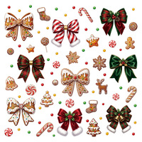 Autocollant mural décoratif nœud rose de Noël pour la maison, autocollants de fenêtre de Noël en PVC résistants aux UV et imperméables